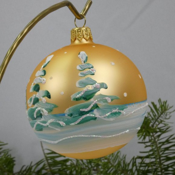 Winter Village Hand Decorated Christmas Ornament 3" Blown Glass Ball**SET OF 6** - Picture 4 of 7